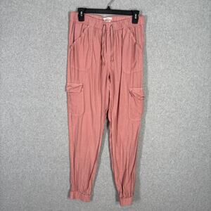 Nicole Miller Cargo Linen Jogger Pants Medium Comfort GORP Resort Cruise Elastic